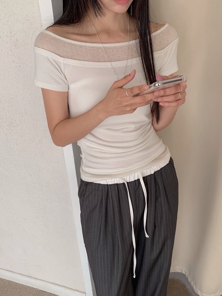Jeiin - Korean Women Fashion - #momslook - Two-Tone Tee - 8