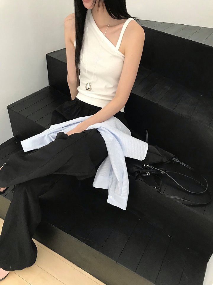Jeiin - Korean Women Fashion - #momslook - Line Sleeveless Top - 7