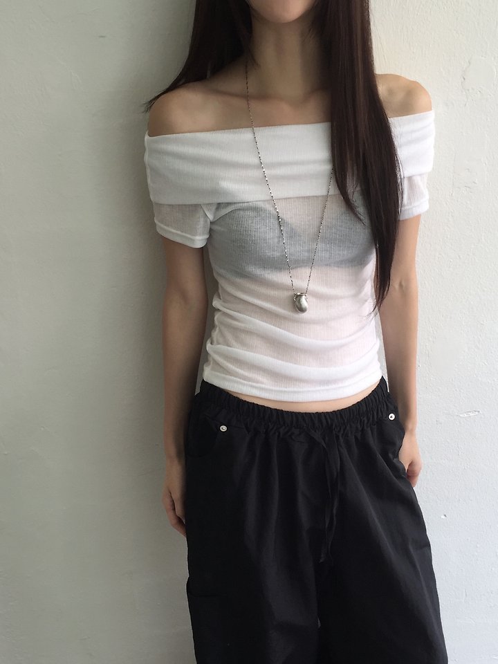 Jeiin - Korean Women Fashion - #momslook - Bron Off-Shoulder Tee - 11