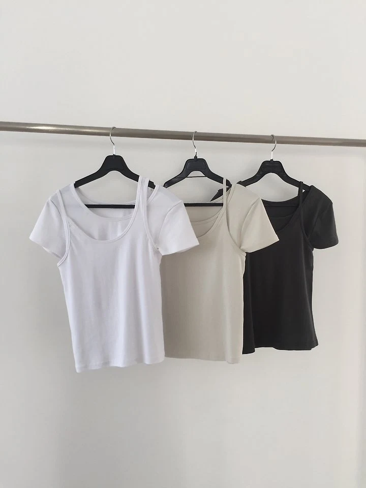Jeiin - Korean Women Fashion - #momslook - With Set (Short Sleeve + Sleeveless) - 2