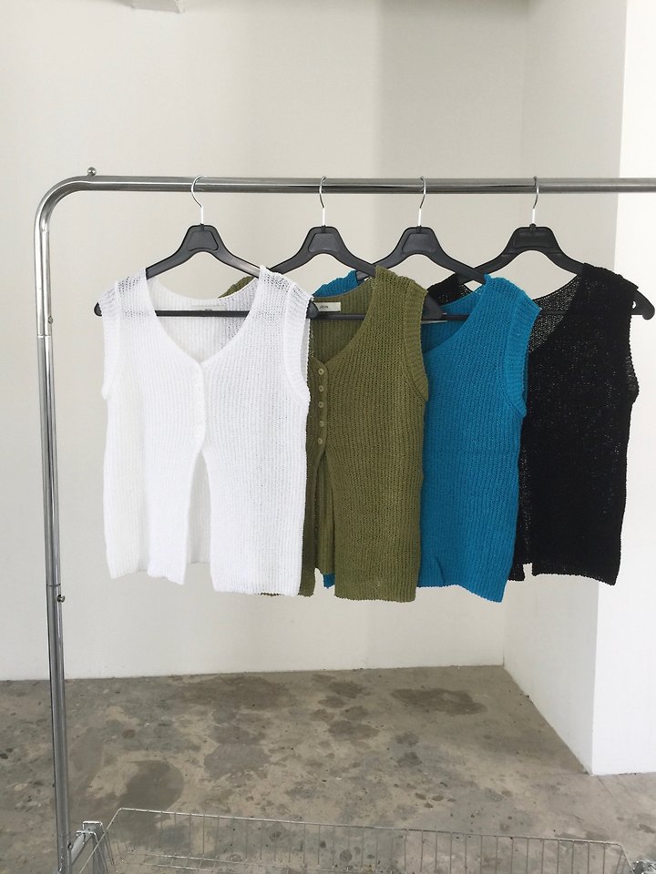 Jeiin - Korean Women Fashion - #momslook - Aqua Sleeveless Top - 2
