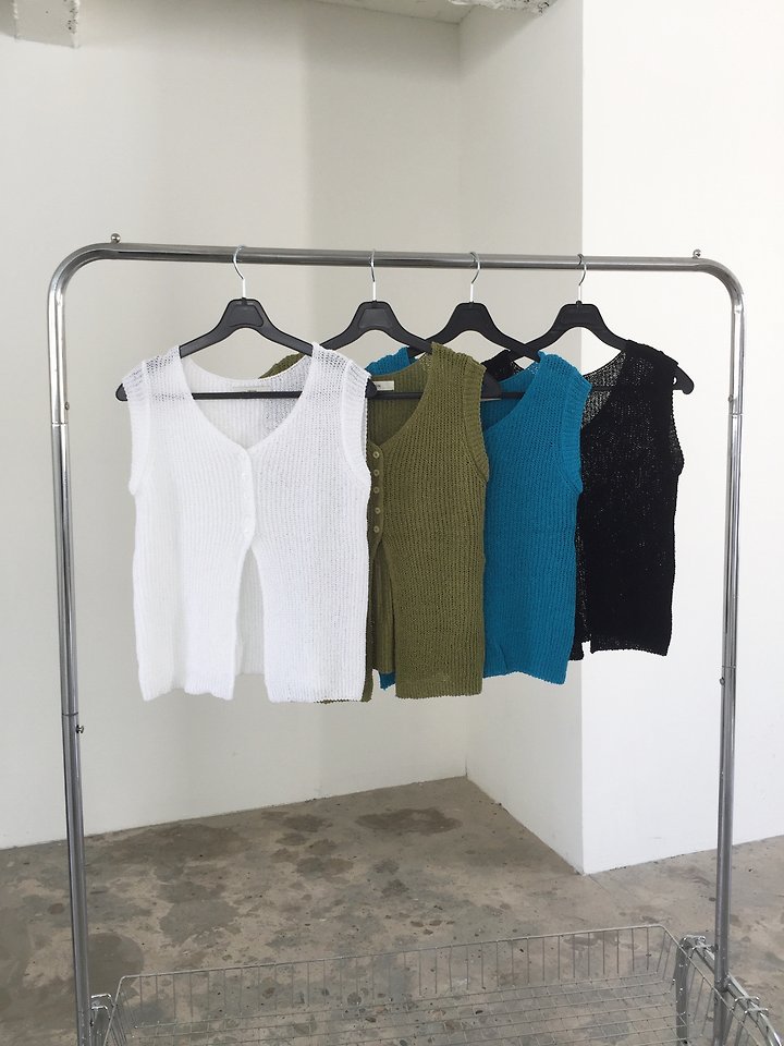 Jeiin - Korean Women Fashion - #momslook - Aqua Sleeveless Top - 3