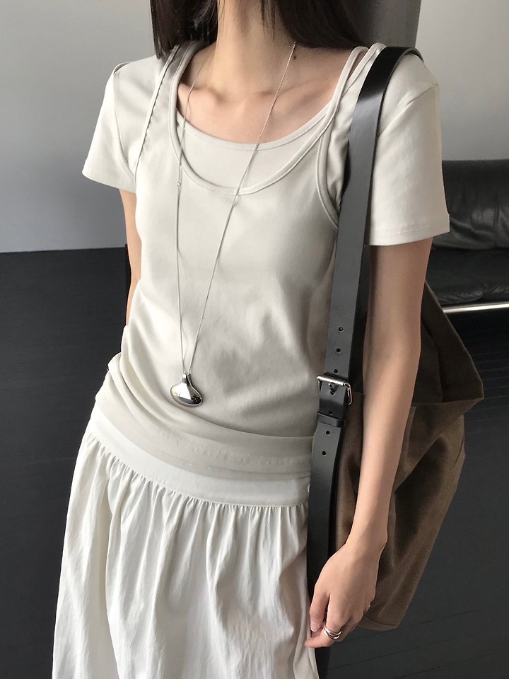 Jeiin - Korean Women Fashion - #pursuepretty - With Set (Short Sleeve + Sleeveless) - 12