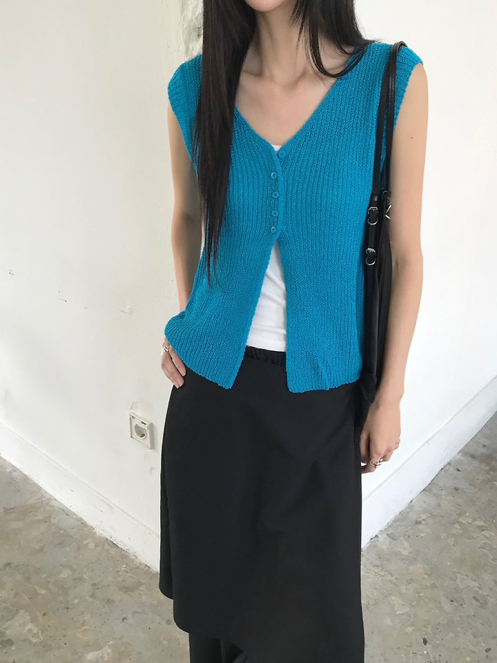 Jeiin - Korean Women Fashion - #shopsmall - Aqua Sleeveless Top - 10
