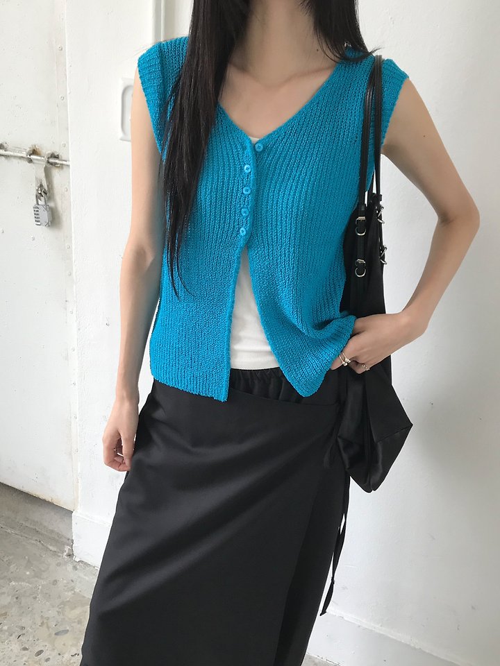 Jeiin - Korean Women Fashion - #thatsdarling - Aqua Sleeveless Top - 11