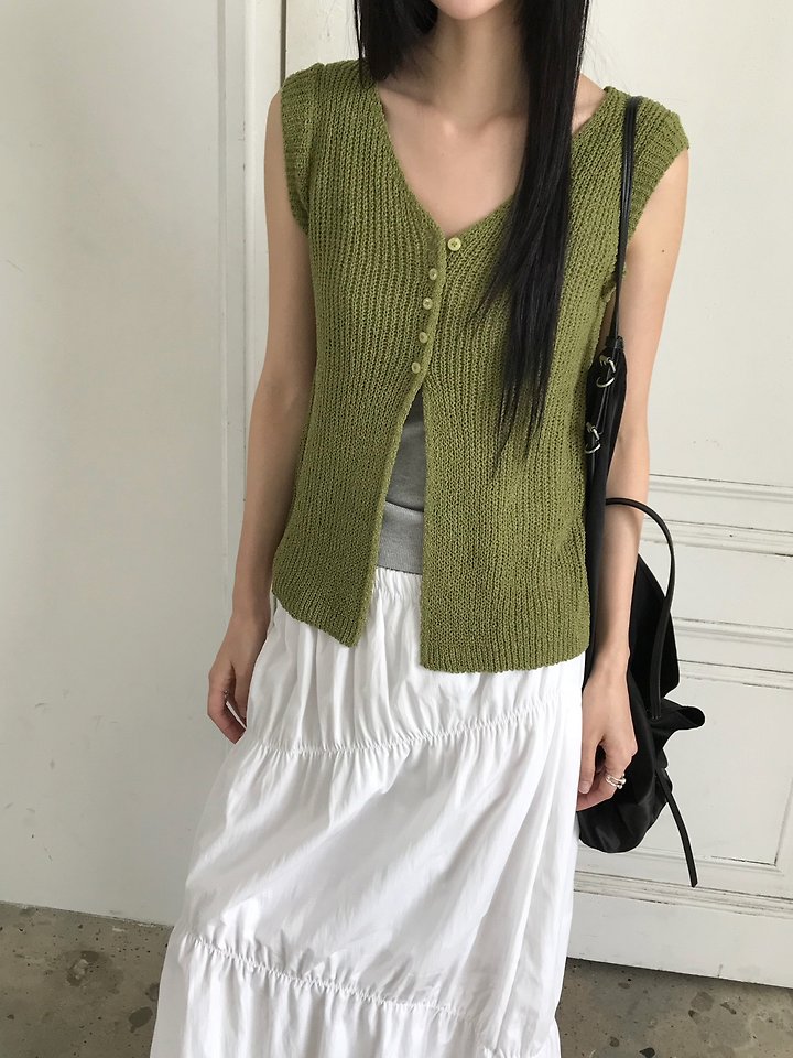 Jeiin - Korean Women Fashion - #vintageinspired - Aqua Sleeveless Top - 5