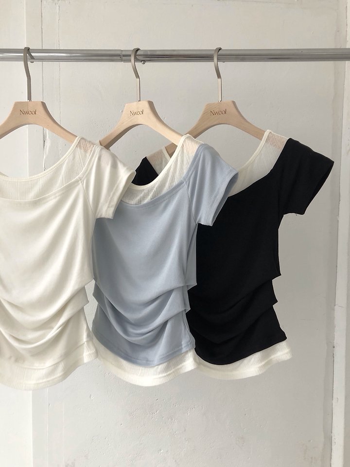 Jeiin - Korean Women Fashion - #womensfashion - Two-Tone Tee - 3