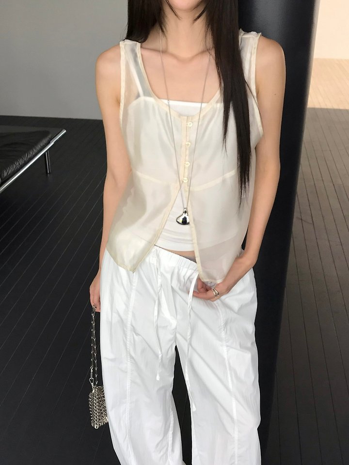 Jeiin - Korean Women Fashion - #womensfashion - Shine Sleeveless Blouse - 6
