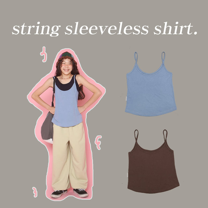 Jenny Basic - Korean Children Fashion - #kidzfashiontrend - String Sleeveless Tee