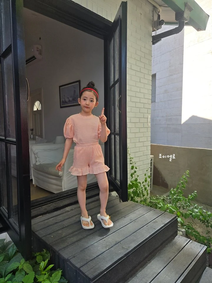 Joy ello - Korean Children Fashion - #kidsshorts - Check Frill Set - 10