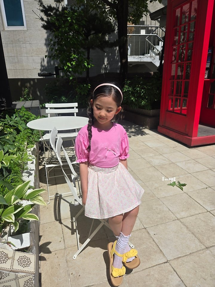 Joy ello - Korean Children Fashion - #kidsshorts - Ribbon Puff Tee - 7