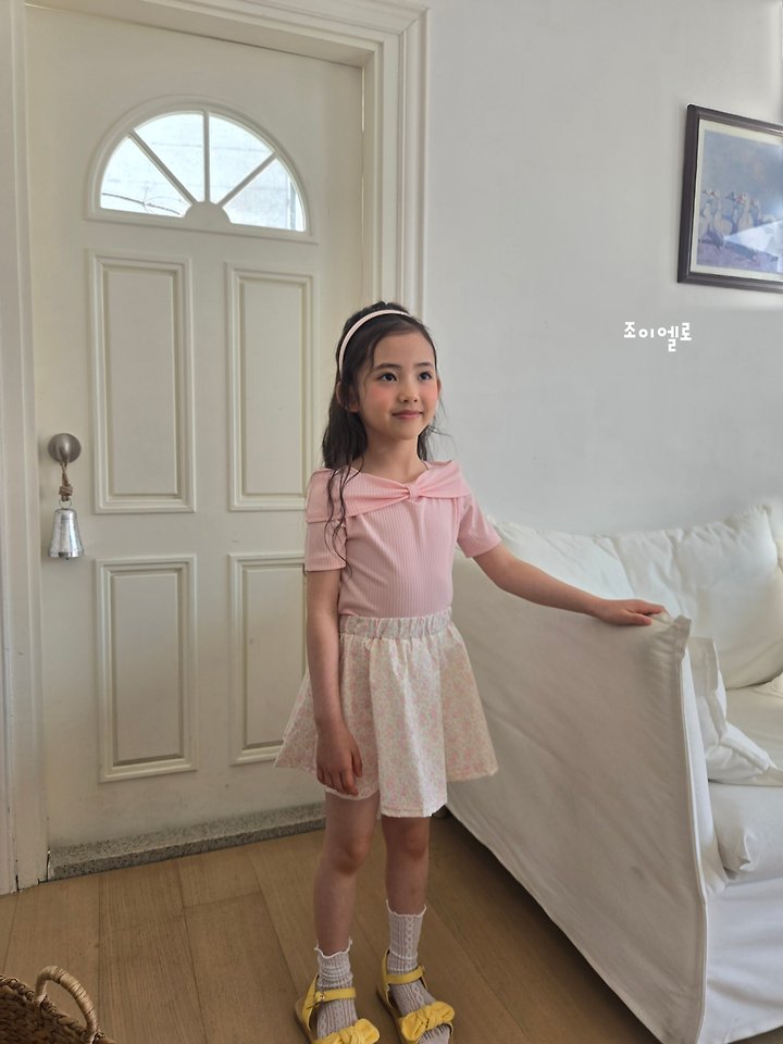 Joy ello - Korean Children Fashion - #kidsshorts - Ribbon Shoulder Tee - 6