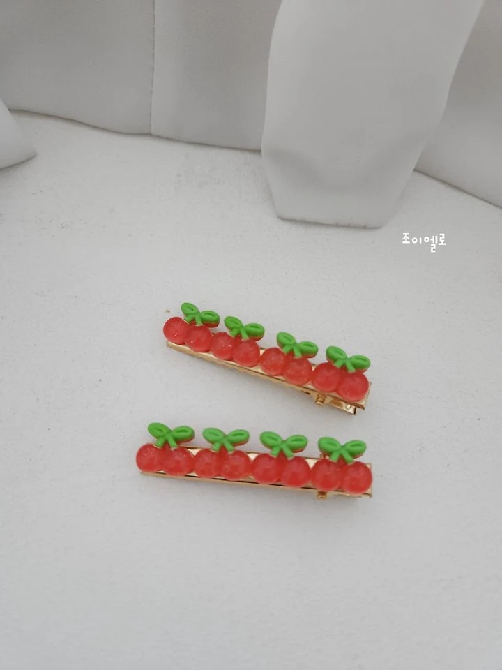 Joy ello - Korean Children Fashion - #toddlerclothing - Cherry Hair Clip - 3