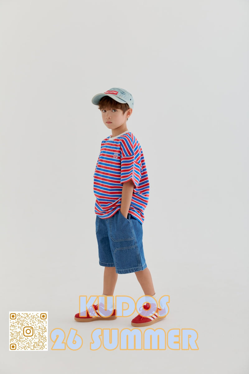 Kudos - Korean Children Fashion - #littlefashionista - Stripe Short Sleeve Tee - 6
