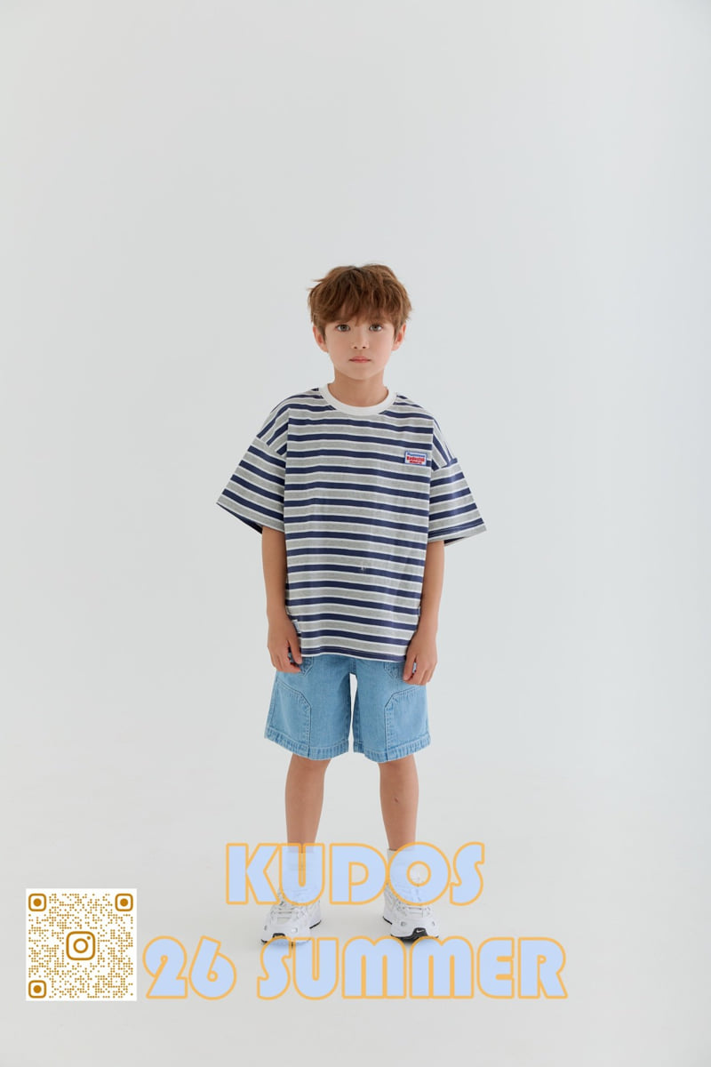 Kudos - Korean Children Fashion - #toddlerclothing - Stripe Short Sleeve Tee - 11