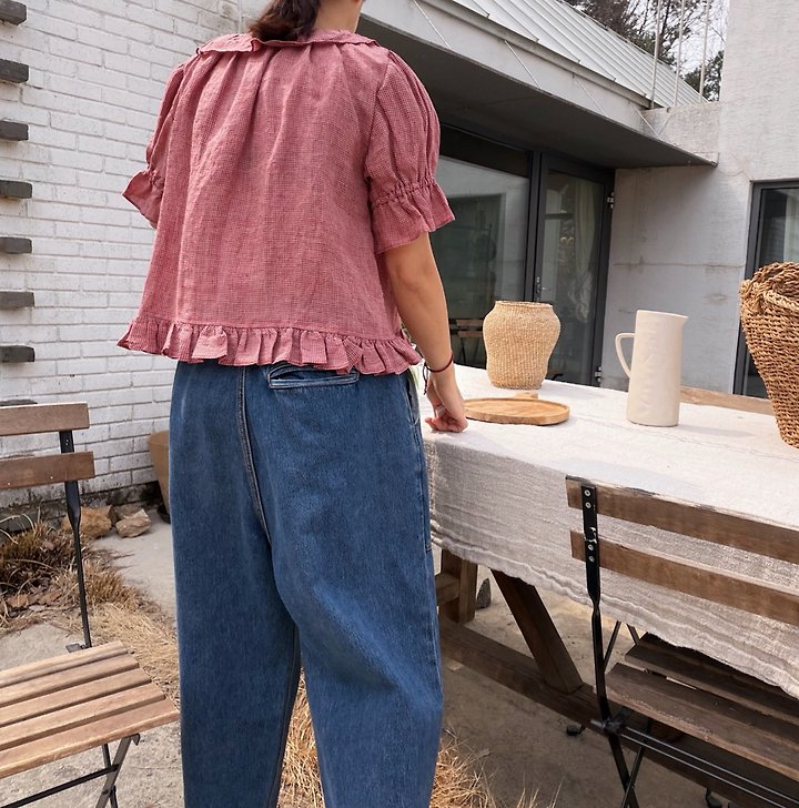 Lagrass - Korean Women Fashion - #momslook - Bean Check Blouse - 6