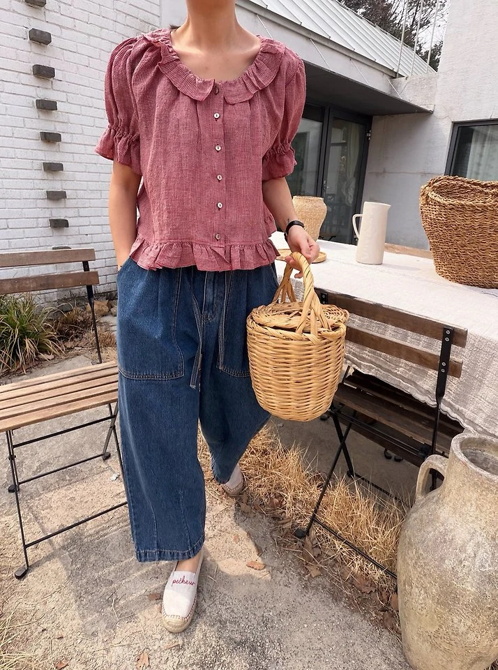 Lagrass - Korean Women Fashion - #pursuepretty - Bean Check Blouse - 12