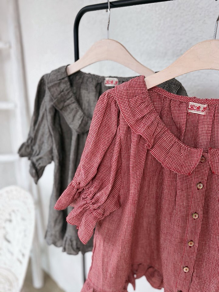 Lagrass - Korean Women Fashion - #womensfashion - Bean Check Blouse - 9