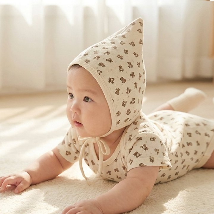 Lemonade - Korean Baby Fashion - #babyclothing - Little Bear Set (Romper + Bonnet) - 11