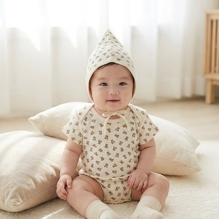 Lemonade - Korean Baby Fashion - #babyfashion - Little Bear Set (Romper + Bonnet) - 12