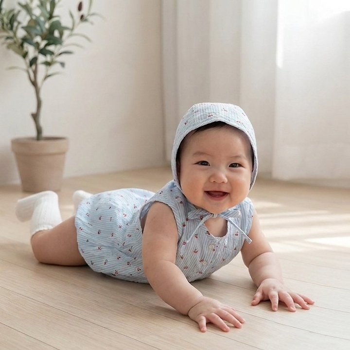 Lemonade - Korean Baby Fashion - #babyfashion - Cherry Bonbon Set (Romper + Bonnet) - 11