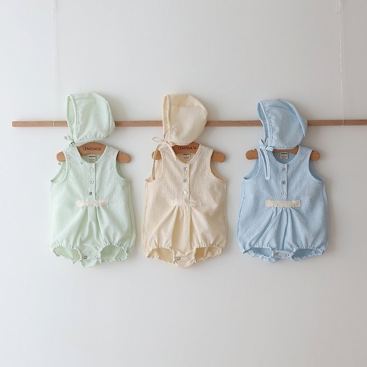Lemonade - Korean Baby Fashion - #babyfever - Ripple Set (Romper + Bonnet)