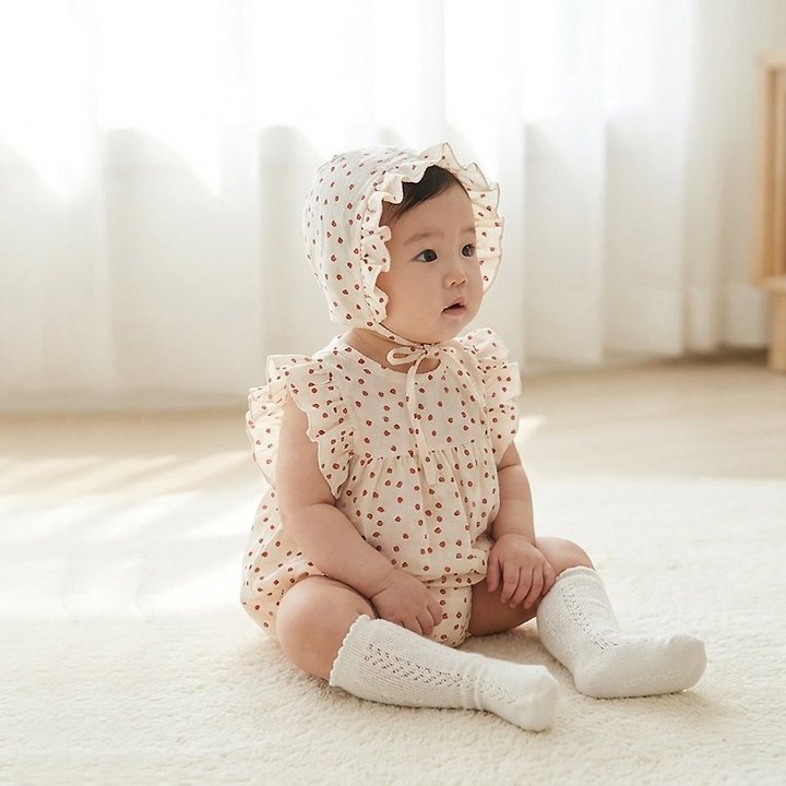 Lemonade - Korean Baby Fashion - #babyfever - Berry Berry Set (Romper + Bonnet) - 11