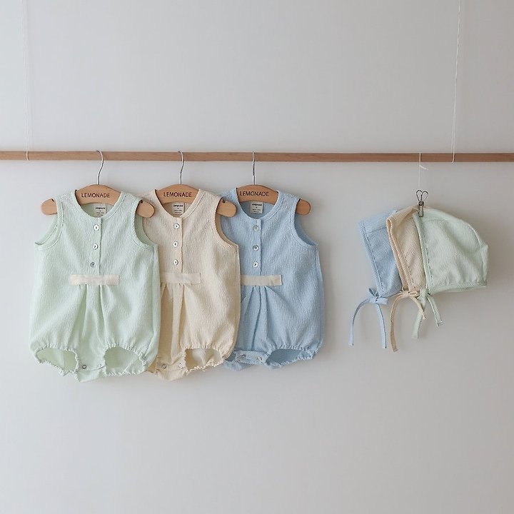 Lemonade - Korean Baby Fashion - #babygirlfashion - Ripple Set (Romper + Bonnet) - 2
