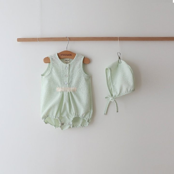 Lemonade - Korean Baby Fashion - #babyootd - Ripple Set (Romper + Bonnet) - 5