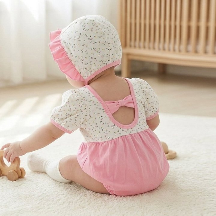 Lemonade - Korean Baby Fashion - #babyoutfit - Viola Set (Romper + Bonnet) - 11