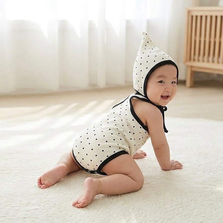 Lemonade - Korean Baby Fashion - #babyoutfit - Water Drop Set (Romper + Bonnet) - 9