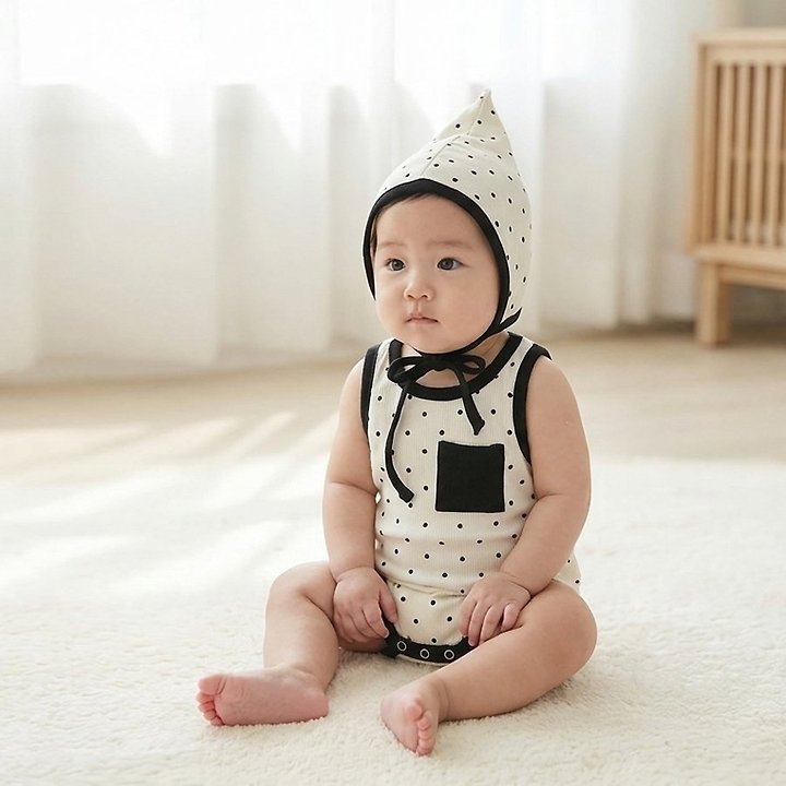 Lemonade - Korean Baby Fashion - #babywear - Water Drop Set (Romper + Bonnet) - 10