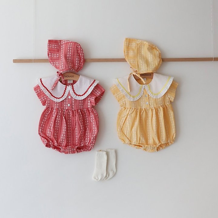 Lemonade - Korean Baby Fashion - #onlinebabyboutique - Flower Petal Set (Romper + Bonnet)