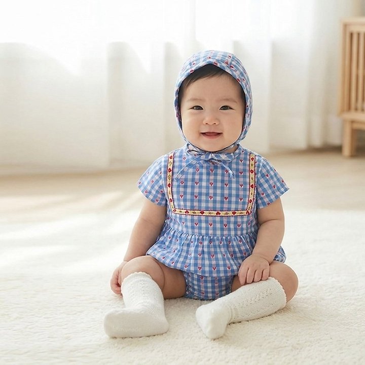 Lemonade - Korean Baby Fashion - #onlinebabyboutique - Sera Set (Romper + Bonnet) - 12