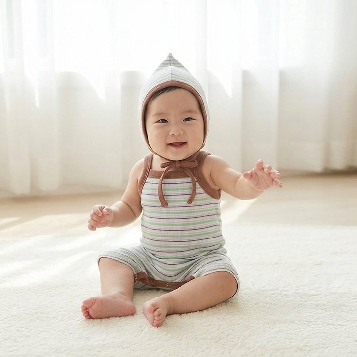 Lemonade - Korean Baby Fashion - #onlinebabyshop - Kiki Set (Romper + Bonnet) - 11