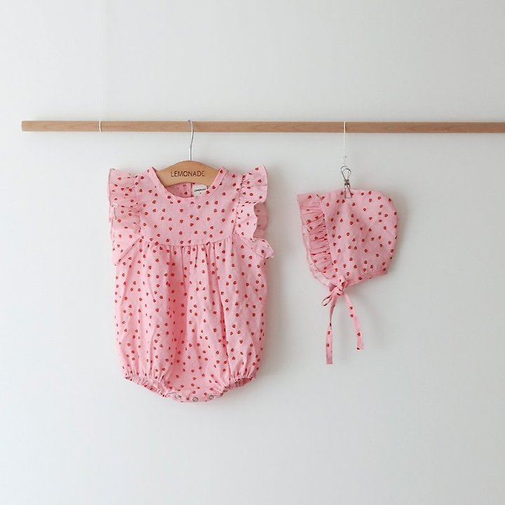 Lemonade - Korean Baby Fashion - #onlinebabyshop - Berry Berry Set (Romper + Bonnet) - 5