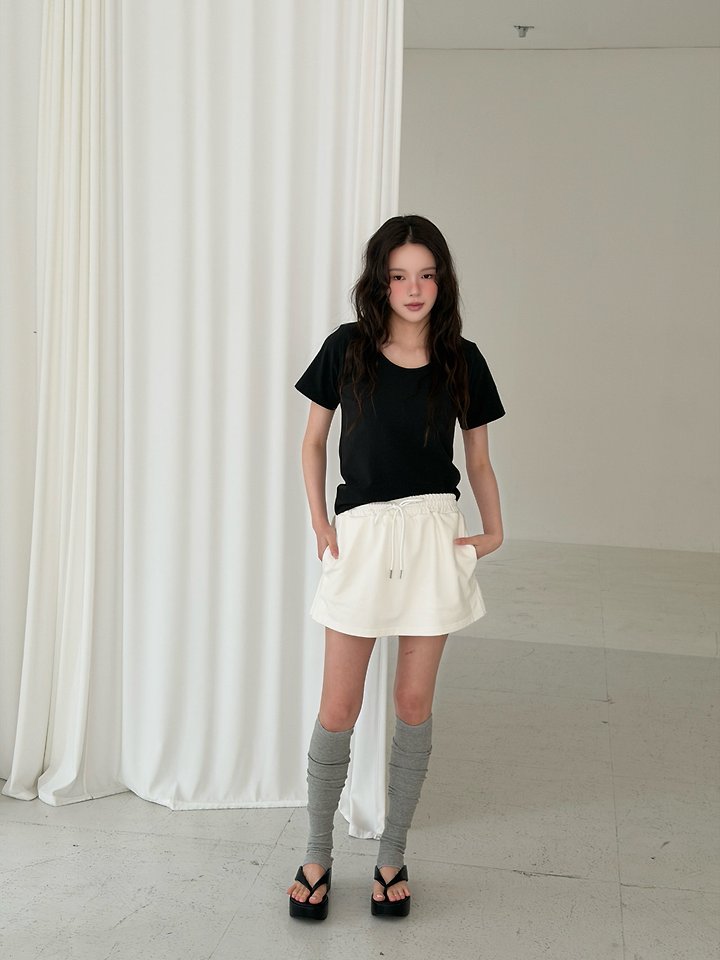 Livu - Korean Women Fashion - #womensfashion - Padded U-Neck Tee - 4