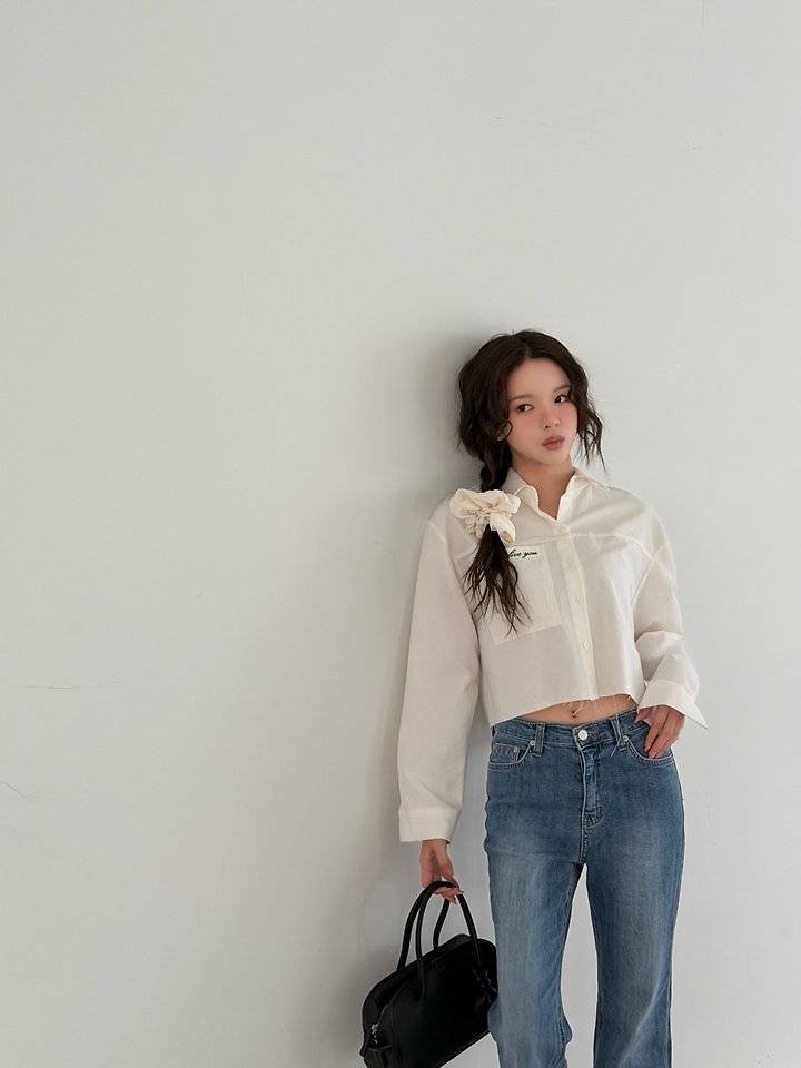 Livu - Korean Women Fashion - #momslook - Rib Embroidered Shirt - 2