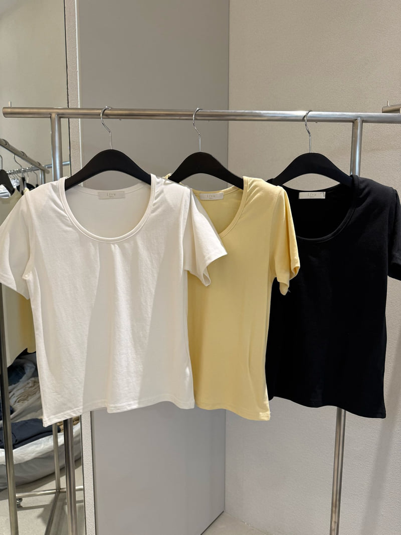 Livu - Korean Women Fashion - #thelittlethings - Padded U-Neck Tee