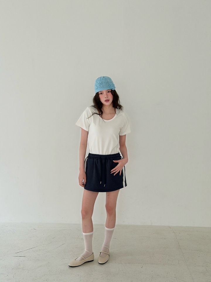 Livu - Korean Women Fashion - #womensfashion - Padded U-Neck Tee - 11