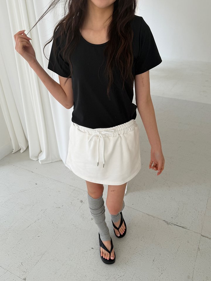 Livu - Korean Women Fashion - #womensfashion - Padded U-Neck Tee - 5
