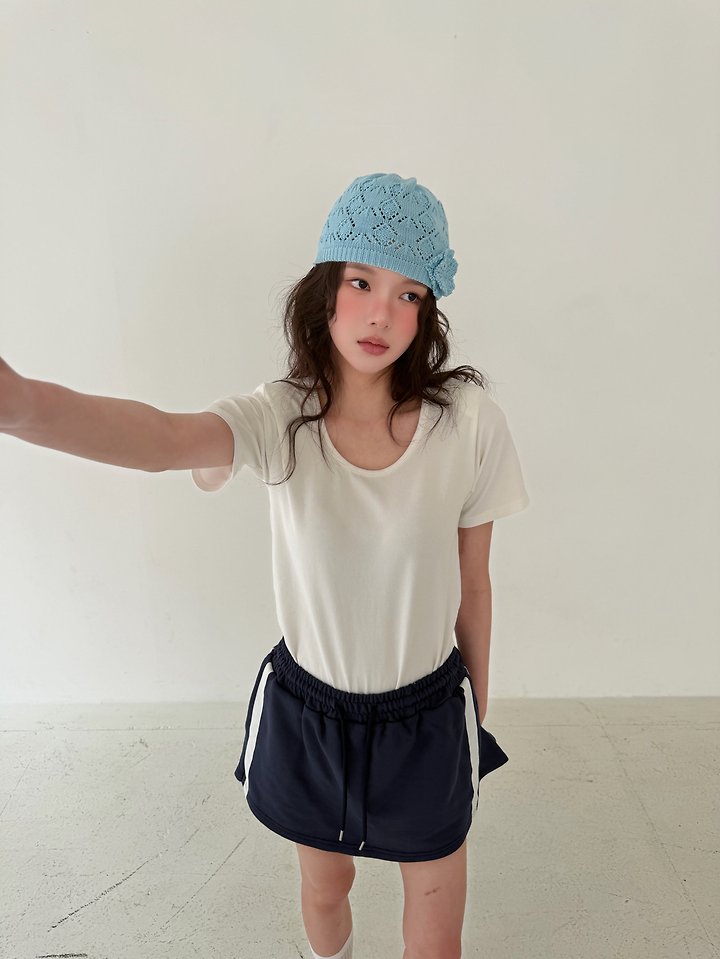 Livu - Korean Women Fashion - #womensfashion - Padded U-Neck Tee - 7