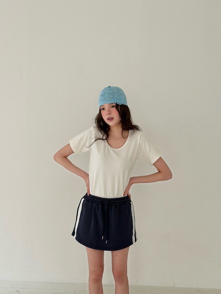 Livu - Korean Women Fashion - #womensfashion - Padded U-Neck Tee - 9