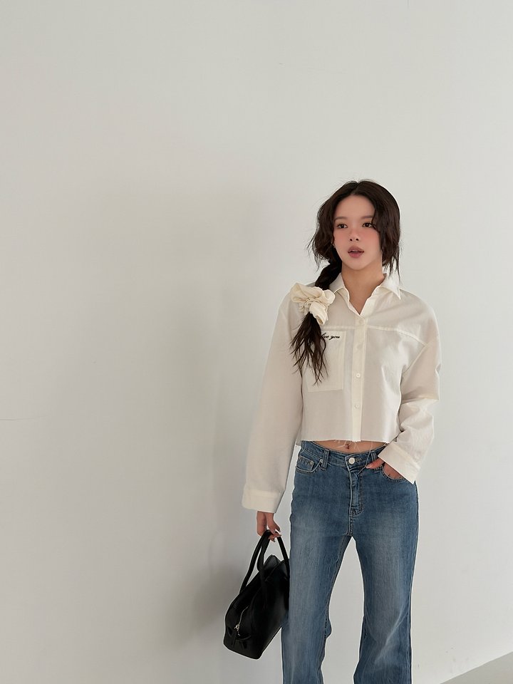 Livu - Korean Women Fashion - #womensfashion - Rib Embroidered Shirt - 5