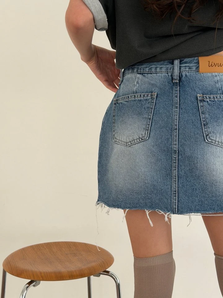 Livu - Korean Women Fashion - #momslook - Denim Skort - 4