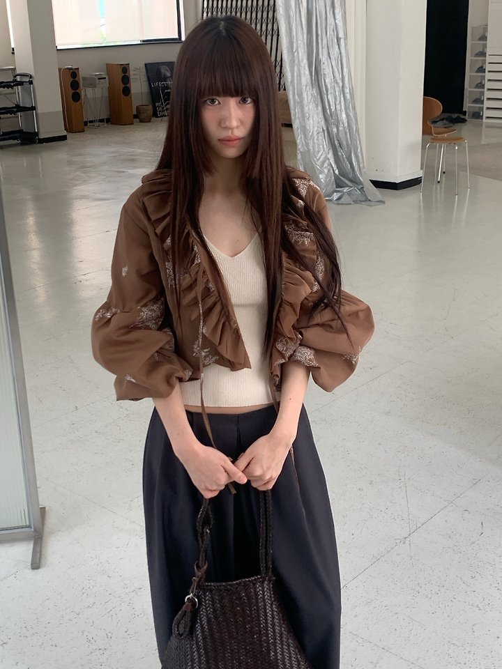Logarden - Korean Women Fashion - #momslook - Frill Embroidery Blouse - 11