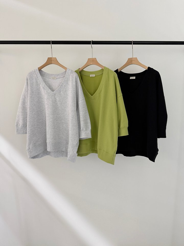 Logarden - Korean Women Fashion - #momslook - V Half Sweatshirt