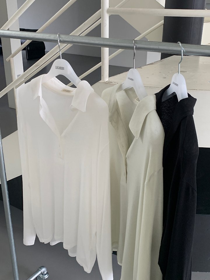 Logarden - Korean Women Fashion - #momslook - Button Collar Tee - 2