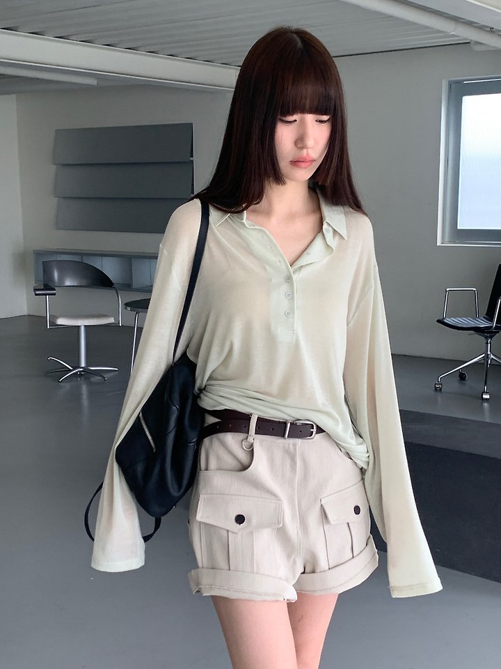 Logarden - Korean Women Fashion - #momslook - Button Collar Tee - 7