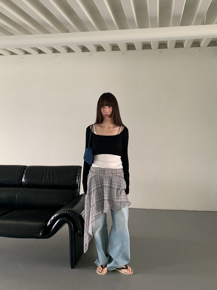 Logarden - Korean Women Fashion - #momslook - Check Wrap Skirt - 5